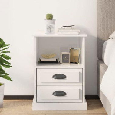 Bedside Cabinet High Gloss White 43x36x60 Cm