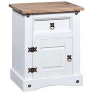 Detailed information about the product Bedside Cabinet Mexican Pine Corona Range White 53x39x67 Cm