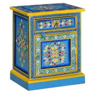 Detailed information about the product Bedside Cabinet Solid Mango Wood Turquoise Hand Painted