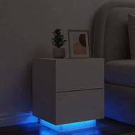 Detailed information about the product Bedside Cabinet with LED Lights White Engineered Wood