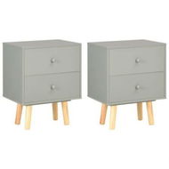 Detailed information about the product Bedside Cabinets 2 Pcs Grey 40x30x50 Cm Solid Pinewood