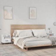 Detailed information about the product Bedside Cabinets 2 pcs High Gloss White Engineered Wood