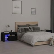 Detailed information about the product Bedside Cabinets 2 pcs with LED Lights Black 70x36.5x40 cm