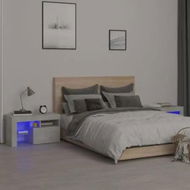 Detailed information about the product Bedside Cabinets 2 pcs with LED Lights Concrete Grey 70x36.5x40 cm