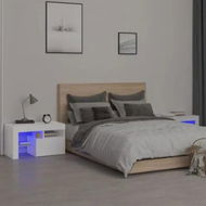 Detailed information about the product Bedside Cabinets 2 pcs with LED Lights High Gloss White 70x36.5x40 cm