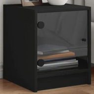 Detailed information about the product Bedside Cabinets with Glass Doors 2 pcs Black 35x37x42 cm