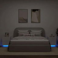 Detailed information about the product Bedside Cabinets with LED Lights 2 pcs White Engineered Wood