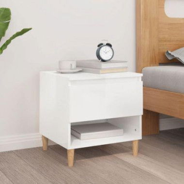 Bedside Table High Gloss White 50x46x50 Cm Engineered Wood