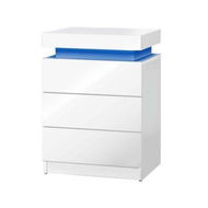 Detailed information about the product Bedside Tables Side Table 3 Drawers RGB LED High Gloss Nightstand Cabinet