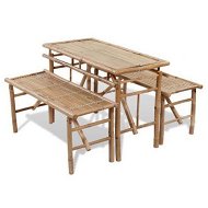 Detailed information about the product Beer Table with 2 Benches 100 cm Bamboo