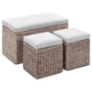 Detailed information about the product Bench With 2 Ottomans Seagrass Grey