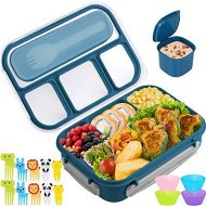 Detailed information about the product Bento Box For Kids Lunch Box 4 Compartments (with Mini-Containers Fruit Picks Silicone Muffin Cup) Adult Leakproof Bento Lunch Box For School (Blue)