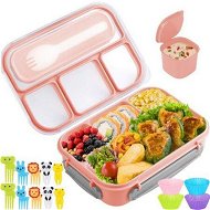 Detailed information about the product Bento Box For Kids Lunch Box 4 Compartments (with Mini-Containers Fruit Picks Silicone Muffin Cup) Adult Leakproof Bento Lunch Box For School (Pink)