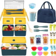 Detailed information about the product Bento Box Lunch 32PCS Kids Children Lunch Bag Snack Bag Stackable Bento Boxes Kit Microwave Safe Leak Proof Removable Compartments Christmas Gift COL Blue