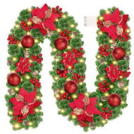 Detailed information about the product Berry Christmas Garland, 2.7M Artificial Poinsettia Garland with Red Berries and FLowers Pine Cone Garland for Christmas Holiday Party Decorations