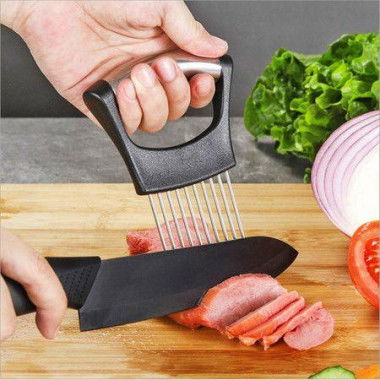 Best Utensils Onion Holder Slicer Vegetable Tools Slicing Guide Vegetable Tomato Lemon Meat Holder Slicer Tools Cutter | Stainless Steel Cutting Kitchen Gadget.