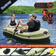 Detailed information about the product Bestway 2 Man Inflatable Boat Blow Up Fishing Rowing Rafting Water Sport Paddling Floating Air Canoe Diving River Raft with Oars Hand Pump Carry Bag