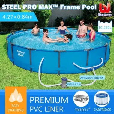 Bestway 4.27M Above Ground Metal Frame Swimming Pool w/Filter Pump