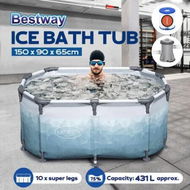 Detailed information about the product Bestway Bathtub Portable Freestanding Recovery Spa Ice Bath Tub Massage Athletes Cold Water Soaking Shower Outdoor Plunge Lid Pump Filter 150x90x65cm