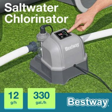 Bestway Hydrogenic Saltwater Chlorinator 12g/h Salt Water Self Cleaning Chlorine Generator Generating System for Above Ground Swimming Pools