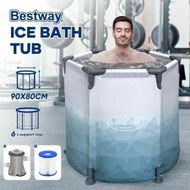 Detailed information about the product Bestway Ice Bath Tub 253L Portable Freestanding Recovery Spa Bathtub Massage Athletes Cold Water Soaking Shower Outdoor Plunge Lid Pump Filter 90x80cm