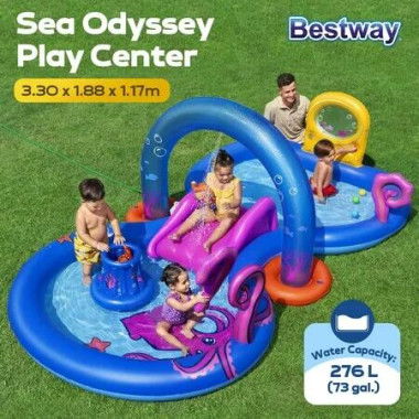 Bestway Inflatable Water Park Slide Pool Activity Play Ground Centre Waterplay Sensory Station Sprinkler Balls Toys Playset Outdoor Backyard Summer