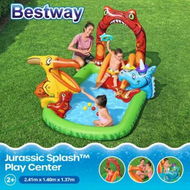 Detailed information about the product Bestway Jurassic Splash Water Pool Play Centre Slide Playset Toys Inflatable Park Outdoor Summer Playground Beach Activity Game 2.41x1.40x1.37m