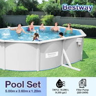 Detailed information about the product Bestway Luxury Oval Pool Set Above Ground Pro Frame Swimming Bath Spa 5.00m x 3.60m x 1.20m