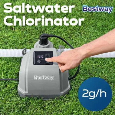 Bestway Pool Salt Water System Saltwater Chlorinator Hydrogenic Chlorine Generator 2g/h for Above Ground Swimming Pools Up to 8327L Self Cleaning Kit