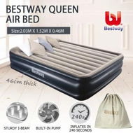 Detailed information about the product Bestway Queen Inflatable Flocked Mattress Tritech Airbed Built-in AC Pump & Pillow 203 x 152 x 46cm