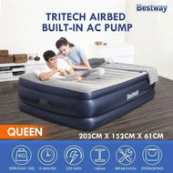 Detailed information about the product Bestway Queen Size Camping Air Bed Inflatable Flocked Mattress Built in AC Pump