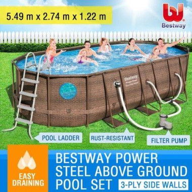 Bestway Steel Frame Above Ground Swimming Pool Filter Pump 5.49 X 2.74 X 1.22m.