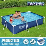 Detailed information about the product Bestway Swimming Pool Rectangular Above Ground Pools 300x201x66cm Steel Pro Frame Easy Set Up for Outdoor Backyard Family Water Play Fun