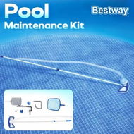 Detailed information about the product Bestway Swimming Pool Vacuum Cleaner Skimmer Maintenance Kit Floating Leaf Debris Surface Net Head Hose 2.79m Aluminium Pole Adapters Above In Ground