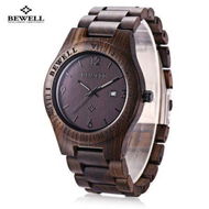 Detailed information about the product Bewell ZS - W086B Wood Quartz Men Watch Analog Date Display