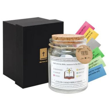 Bible Verse Jar with 96 Color Coded Scriptures Inspirational Christian Gifts for Women Prayer Hope Jar, Bible Study Supplies, Walk with the Bible