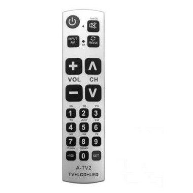 Big Button Universal Remote Control A-TV2, Initial Setting for Lg, Vizio, Sharp, Zenith, Panasonic, Philips, RCA Put Battery to Work, No Program Needed