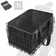 Detailed information about the product Bike Basket Front Rear,Folding Bicycle Basket with Removable Liner Bag,Large Quick Release Design Metal Ebike Basket