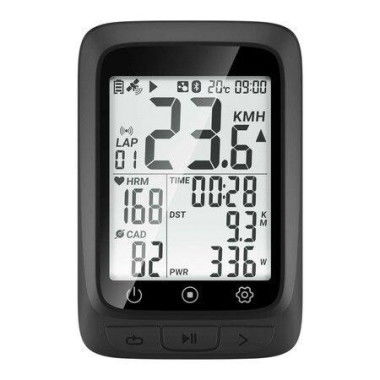 Bike Computer GPS Wireless ANT+ Cycling Computer GPS With Bluetooth With Speedometer With Auto Backlight IP67 - Black.