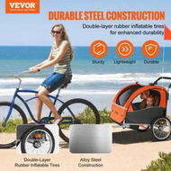 Detailed information about the product Bike Trailer for Toddlers Kids Double Seat 45 kg Load 2-In-1 Canopy Carrier Converts to Stroller Tow Behind Foldable Child Bicycle Trailer