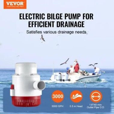 Bilge Pump 3000GPH Automatic Submersible Boat Bilge Water Pump with Float Switch 40 mm Outlet Diameter Small Boat Bilge Pump Marine Electric Bilge Pump