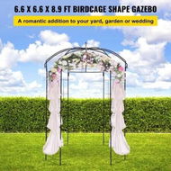 Detailed information about the product Birdcage Shape Garden Arbor, 9' High x 6.6' Wide, Heavy Duty Wrought Iron Arbor, Wedding Arch Trellis for Climbing Vines in Outdoor Garden, Lawn, Backyard, Patio, Black