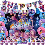 Detailed information about the product Birthday Party Decorations K-pop Demons Hunters Party Supplies Include Happy Birthday Banners, Cupcake Toppers, Balloons for Boys Girls Party Decoration