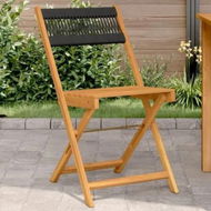 Detailed information about the product Bistro Chairs 2 pcs Black Solid Wood Acacia and Rope