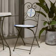 Detailed information about the product Bistro Chairs Foldable 2 pcs Blue and White Ceramic