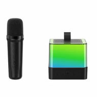 Detailed information about the product Black 1 Wireless Microphones Portable Bluetooth Karaoke Speaker With LED Lights Perfect for Birthday Parties