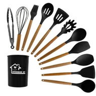 Detailed information about the product Black 12 PCS Set NonStick Silicone Spatula Soup Spoon Food Grade Kitchenware High Temp Resistant Heat