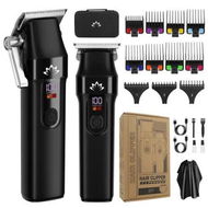 Detailed information about the product Black 2 In 1 Hair Clipper Kit Professional Mens Pompadour Carving Electric Trimmer 11 Guide Combs USB Charging