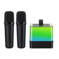 Detailed information about the product Black 2 Wireless Microphones Portable Bluetooth Karaoke Speaker With LED Lights Perfect for Birthday Parties