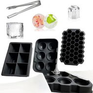 Detailed information about the product Black 5 Piece Silicone Ice Cube Set Round Square 6 in 1 Bee Shape Ice Clip Funnel Lid Bar Party Mold